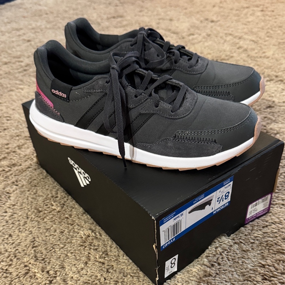 Adidas Charcoal and Pink Running Shoes